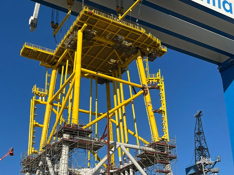 Offshore wind turbine jacket structure, providing support and stability for the turbine in marine environments